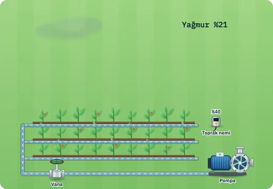 Hava tahminli akıllı sulama demo ekranı: yağmur olasılığı ve toprak nemi